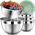 DUTZUN Mixing Bowls with Lids Set, Stainless Steel Mixing Bowl Set with Colander by DUTZUN