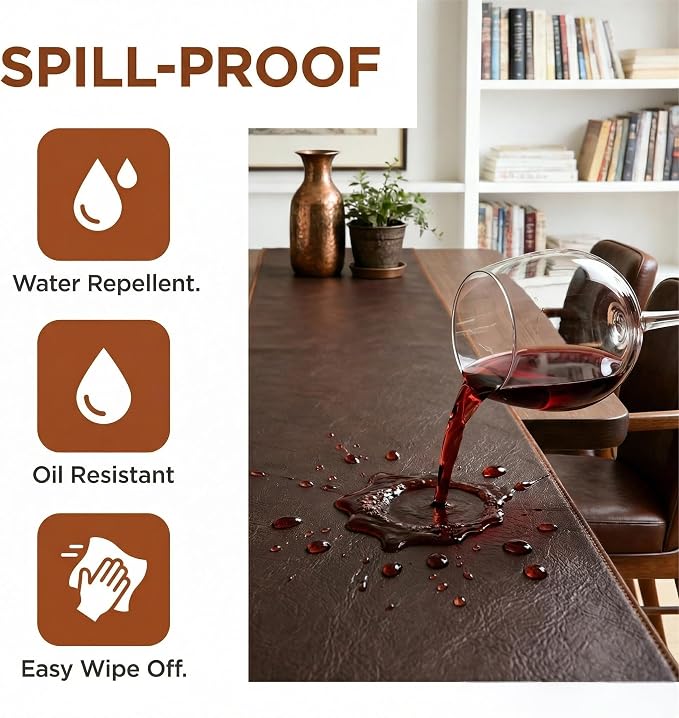 Double-Sided Faux Leather Table Runner, Waterproof Heat Resistant Non-Slip - Image 8