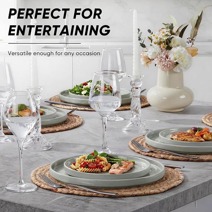 E-far Dinner Plates Set of 6, 10.5 Inch Stoneware Dinner Plate, Chip & Scratch - Image 4