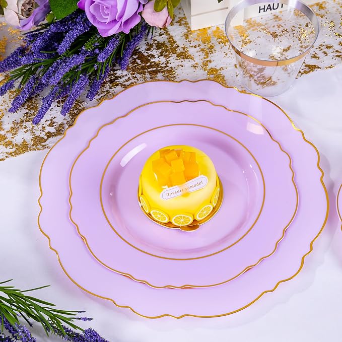 350PCS Purple Plastic Plates - Image 5