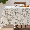 jinchan Black Farmhouse Floral Linen Rectangle Table Cloth 52 x 70 Inch | by JINCHAN