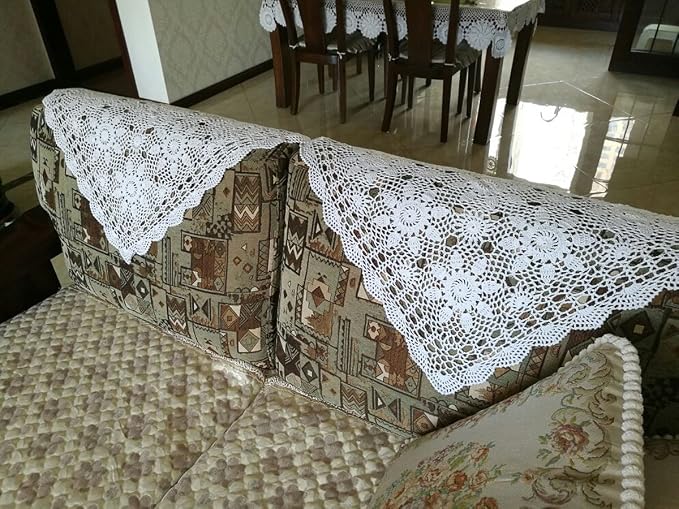Cotton Handmade Crochet lace Table Runners Square Oval Tablecloth Doilies Doily - Image 4