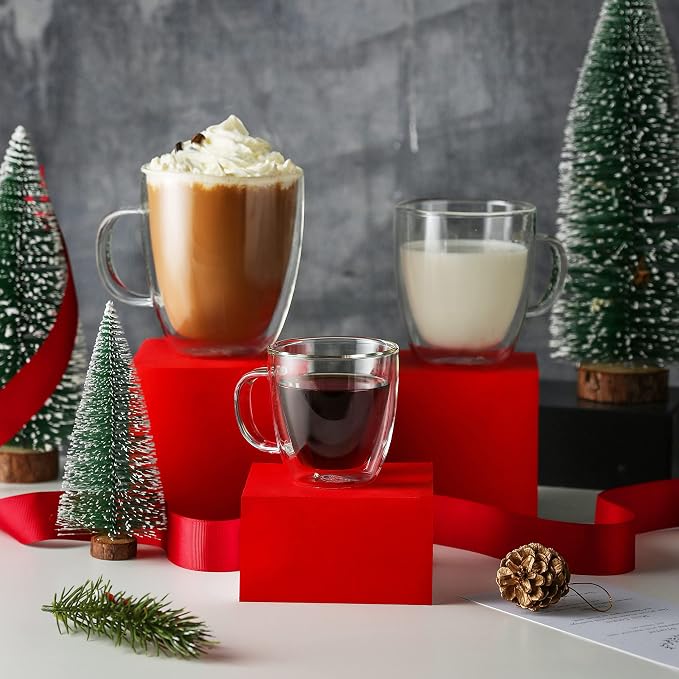 CNGLASS Insulated Espresso Glass Mugs 5.4oz/160ml, Small Clear Coffee Mugs Set - Image 8