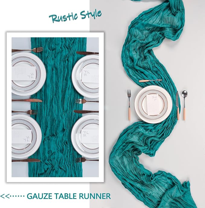 6 Pack Teal Cheesecloth Table Runner 10Ft Gauze Cheese Cloth Table Runner - Image 6
