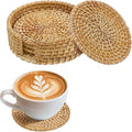 4Pcs Handmade Natural Rattan Coasters Set by ANPHSIN