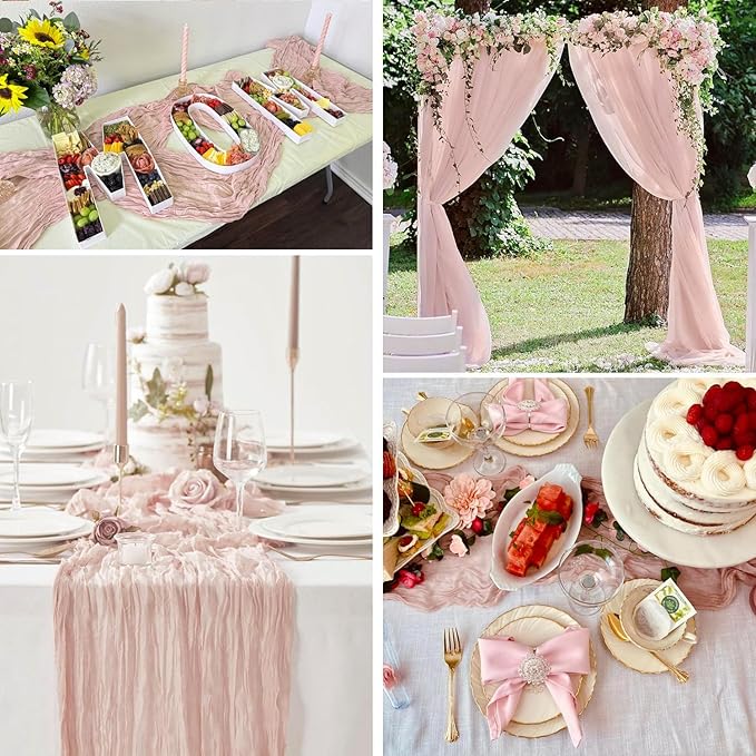 Dusty Pink Table Runner Cheesecloth 35x120 inch, Spring Summer Cheese Cloth - Image 4