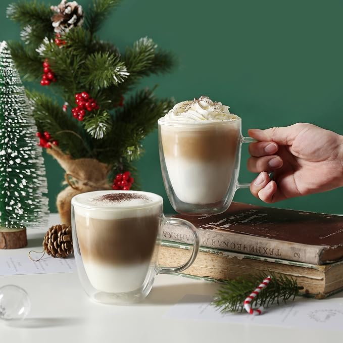 CNGLASS Glass Coffee Mugs 12oz, Double Walled Insulated Cappuccino Mug - Image 6