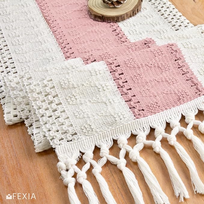Boho Table Runner for Home Decor 12x72 Pink Fall Farmhouse Decor | 72 Inches - Image 5