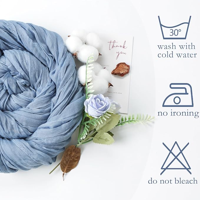 12 Pack Dusty Blue Cheesecloth Table Runner 17 x 108 Inch | Boho Gauze Cheese - Image 4