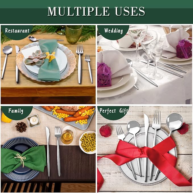 40-Piece Silverware Set for 8, CEKEE Stainless Steel Flatware Cutlery Set - Image 7