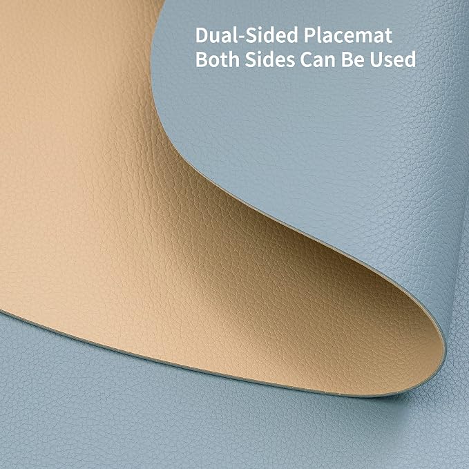 Myir JUN 15 Inches Round Placemats Set of 6 Faux Leather Place Mats | - Image 3