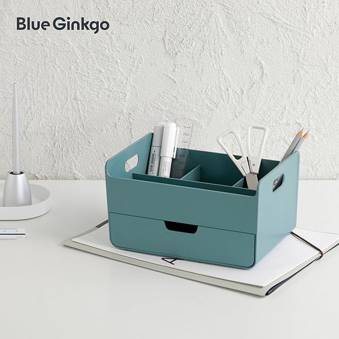 BLUE GINKGO Portable Desk Organizer, Made in Korea | 3 Compartments. Half - Image 4