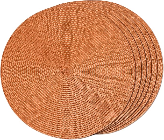 FunWheat Round Braided Placemats Set of 6 Table Mats by FunWheat