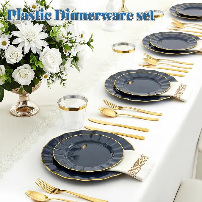 Glowserve 175 Piece Disposable Plastic Plates Dinnerware Set - Image 2