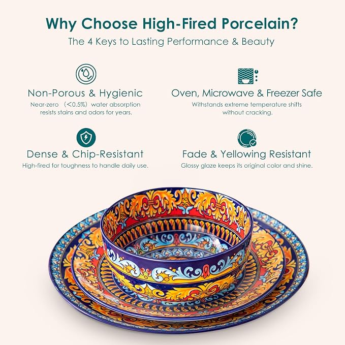 vancasso 18-Piece Dinnerware Sets, Ceramic Plates and Bowls Sets Service - Image 8