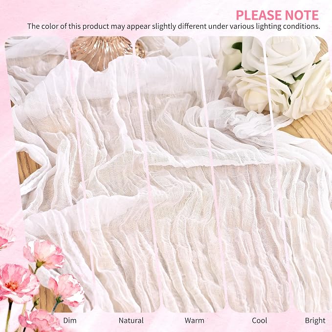 4 Pack Cheesecloth Table Runner 10FT White Table Runner Boho Gauze Cheese Cloth - Image 7