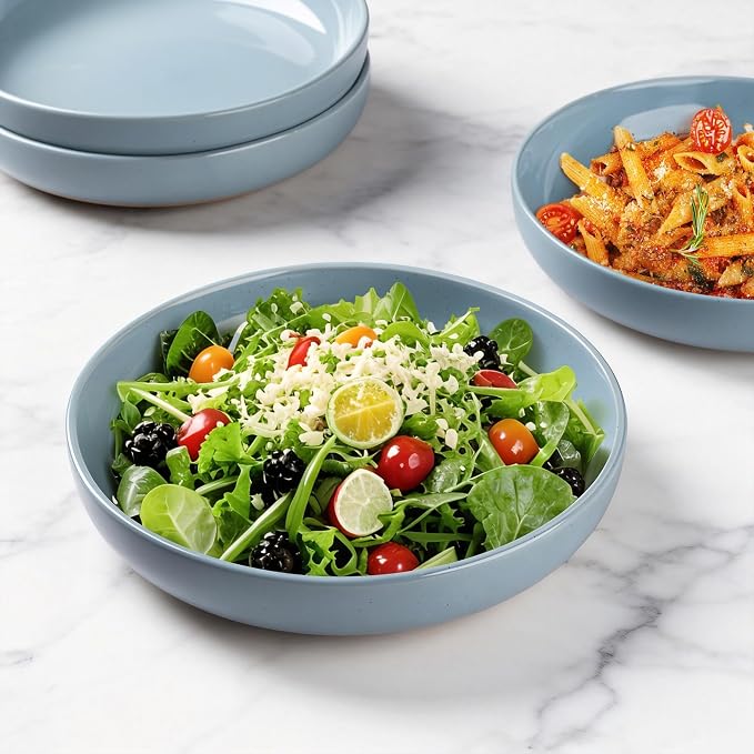AmorArc 8.75'' Large Ceramic Pasta Bowls, 36oz Handpainted Stoneware Bowls Set - Image 6