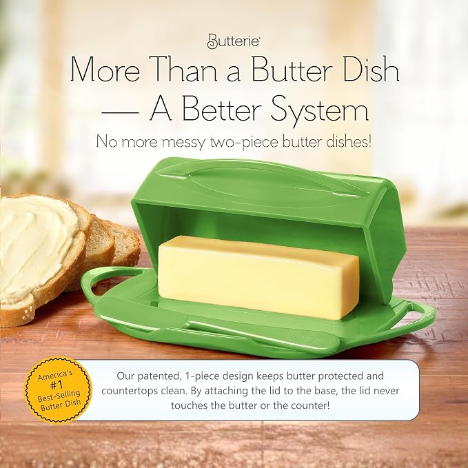 Flip Top Butter Dish with Attached Lid & Matching Knife - Image 2