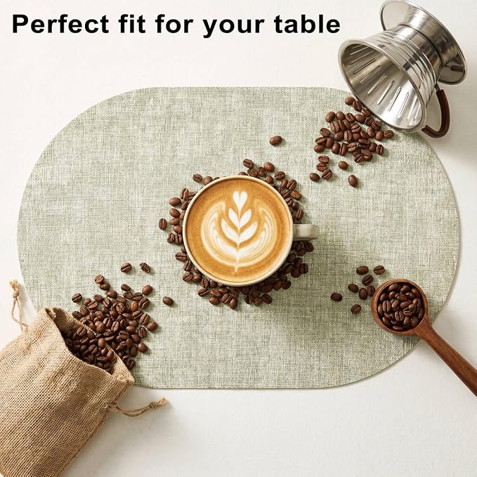 Placemats Set of 8-17" x 11.8" Waterproof & Heat Resistant Oval Place Mats - Image 7