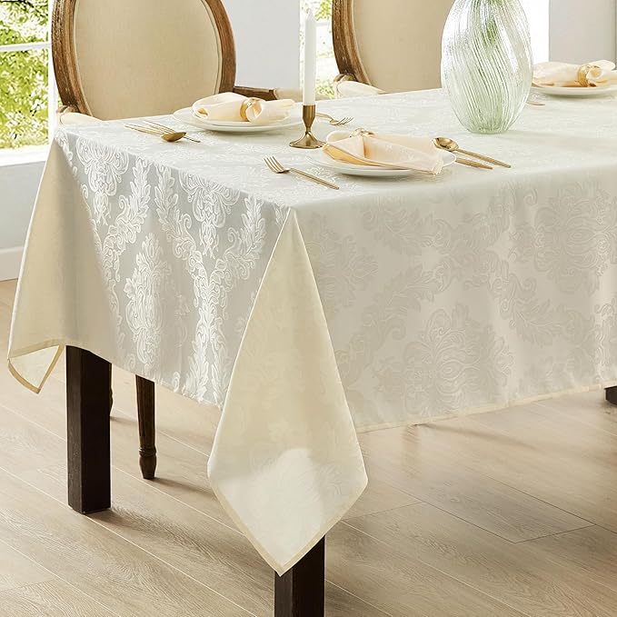 Newbridge Barcelona Luxury Damask Fabric Tablecloth, 70” Extra Wide x 144” - Image 5