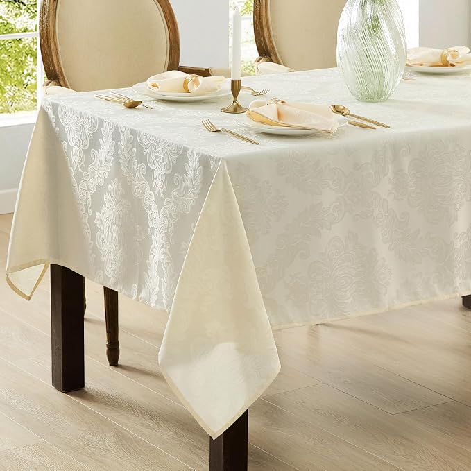 Newbridge Barcelona Luxury Damask Fabric Tablecloth, 60” Wide x 144” Rectangle - Image 5