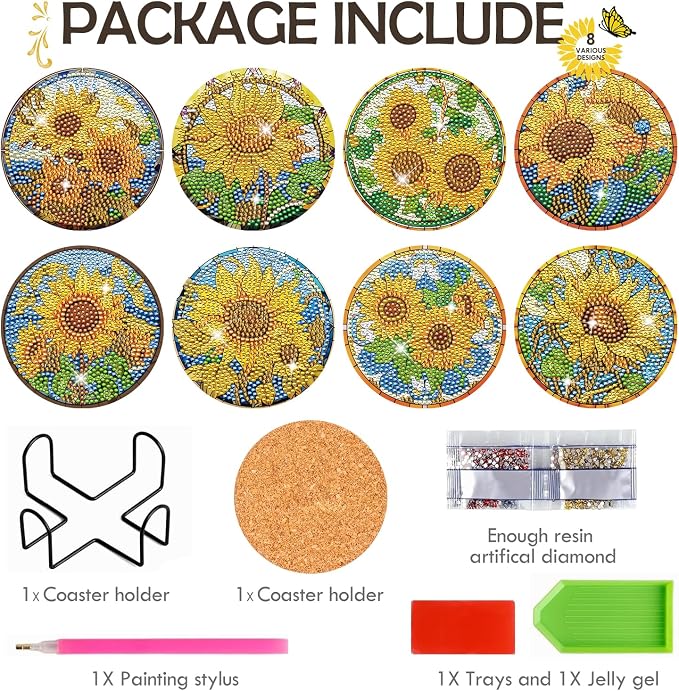 Sunflower Diamond Art Painting Coasters - Image 4