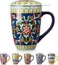 vancasso Ceramic Tea Mug with Infuser and Lid, 18 Ounce Bohemian Loose Leaf Cup by vancasso