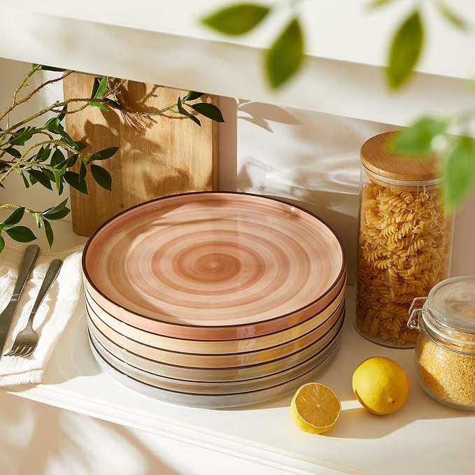 Sweese 10.5 Inch Porcelain Dinner Plates Set of 6, Gradient High Edge Dish Set - Image 2