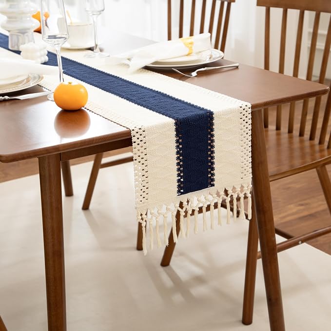 Boho Blue Table Runner, 12x108 Inches | - Image 6