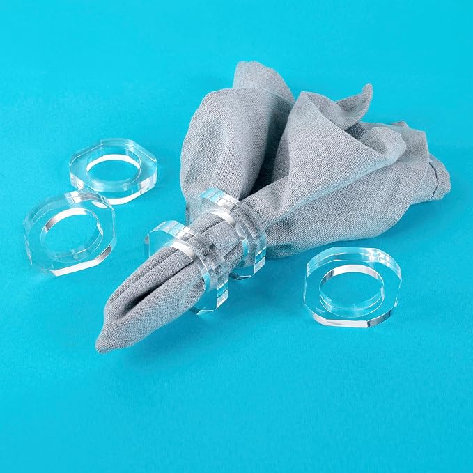 Clear Acrylic Napkin Rings, Bulk Set of 12, Table Settings | 2.25x2.25x0.5 in - Image 7