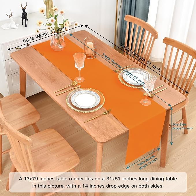 Faux Linen Table Runner Water Resistant 13 x 48 in, Coffee Table Runner - Image 2