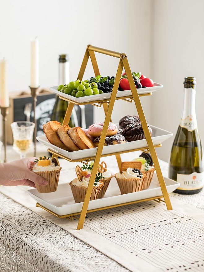 YHOSSEUN 3 Tier Serving Tray, 10+12+14 Inch Serving Platters and Tray, 3 Tiered - Image 7