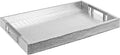 Modern Elegant 17.5"x12" Rectangle Glossy Silver Crocodile Faux Leather Tray by HomeRedefined