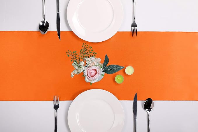 5-Pack Satin Table Runner Orange 12 x 108 inches Long, Table Runners - Image 2