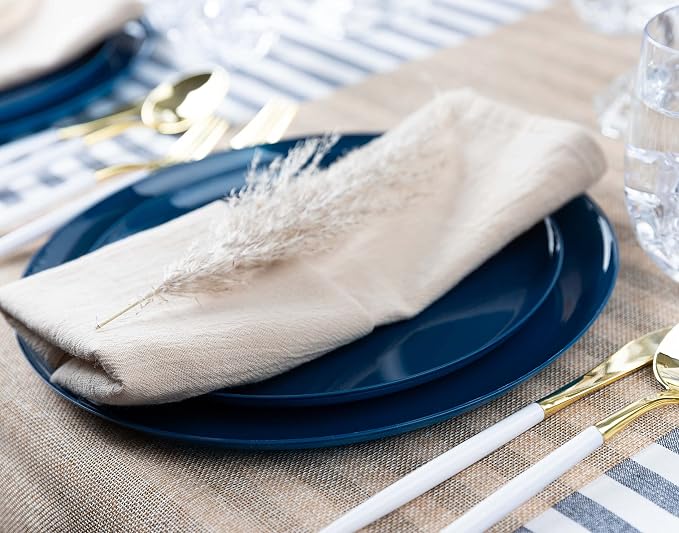 Dark Blue Plastic Party Plates Edge Collection Premium heavyweight Elegant - Image 5