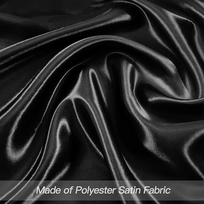 P Pothuiny 12 Pcs Black Satin Napkins 17 x 17 Inch, Satin Cloth Napkins | - Image 4