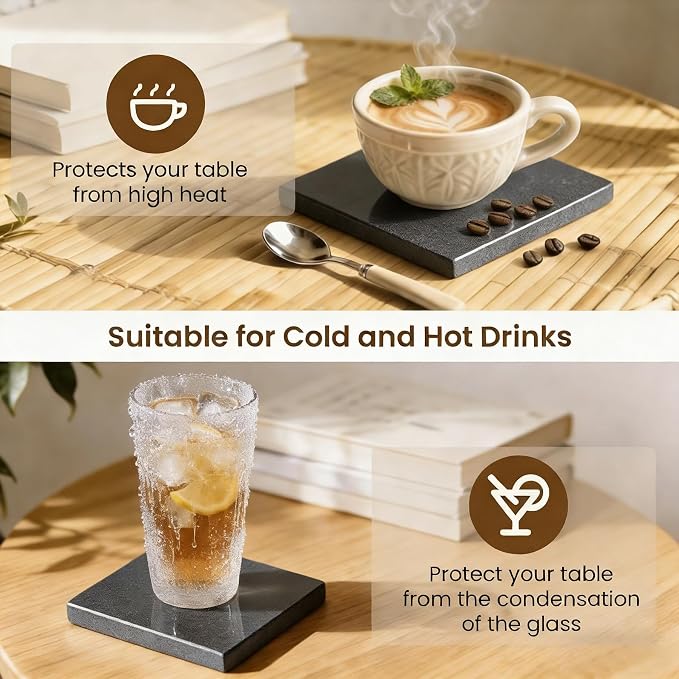 Natural Marble Coasters, Square Costers, Luxury Aesthetic Modern Decor - Image 5