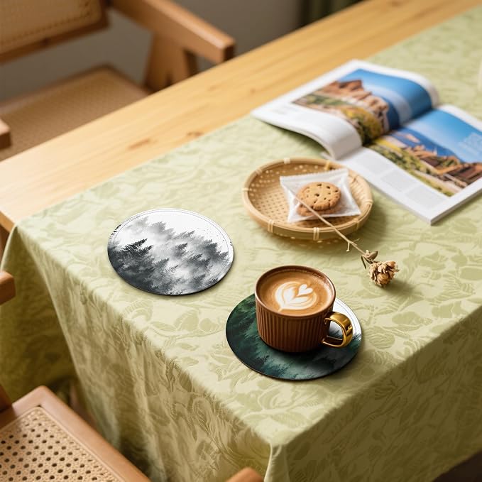 Forest Coasters Leather Round Drink Coasters 6 Pcs Set - Image 5