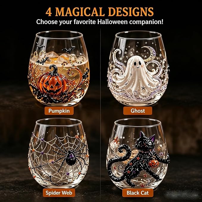 3D Halloween Artisan Glassware Collection, Gothic Halloween Glass Cups - Image 6