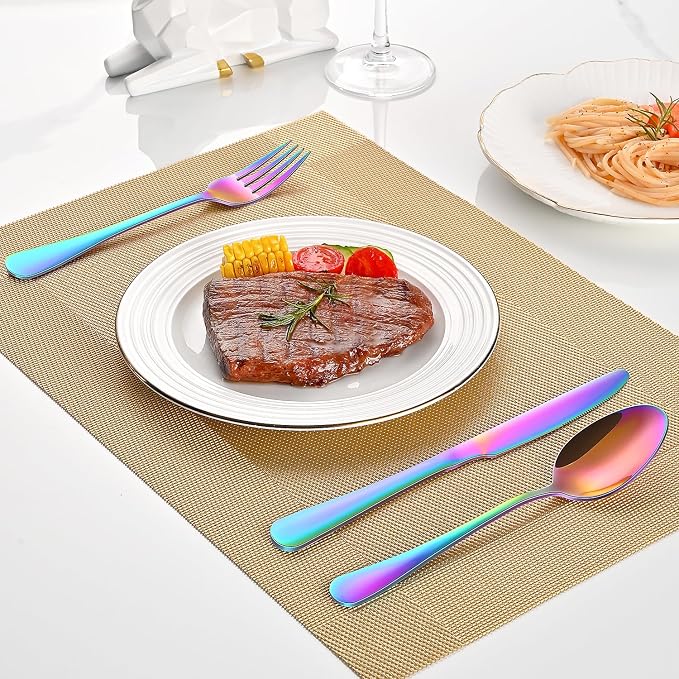 Rainbow Dinner Forks Set, Metal Silverware Forks - Image 5