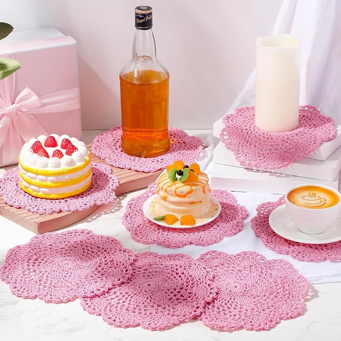10 Pcs 8 Inch Cute Crochet Doilies Crochet Flower Coasters Handmade Cotton - Image 2
