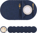 Homaxy Round Faux Leather Placemats and Coasters, Wipeable Place Mats, by Homaxy