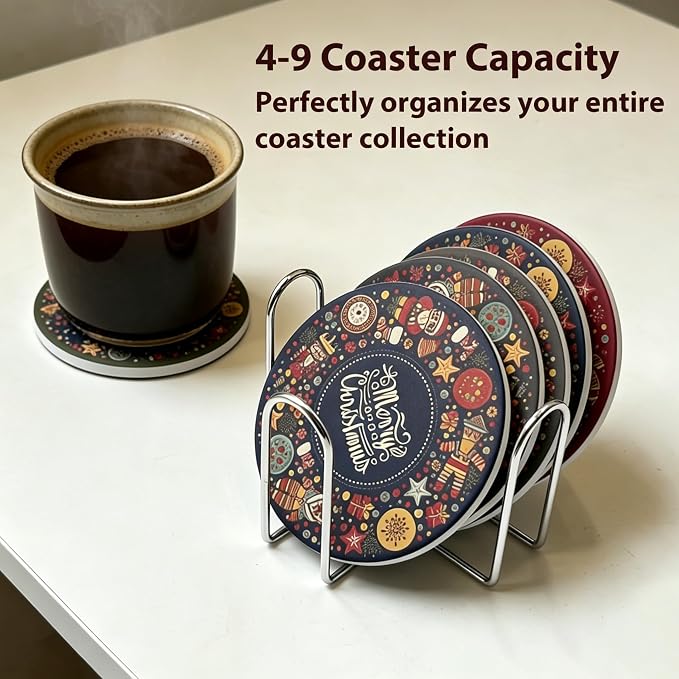 Coaster Holder 4.3 Inch Black Iron Metal Holder Storage Caddy - Image 4