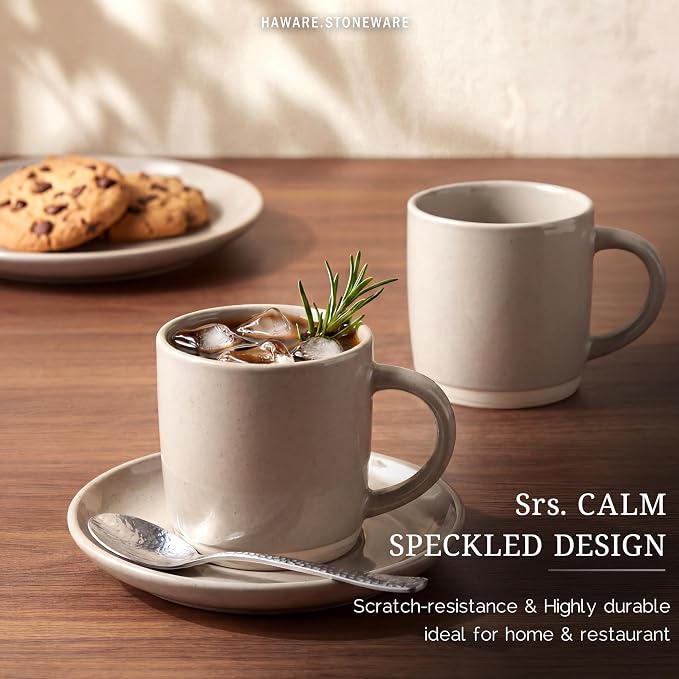 HaWare 13OZ Coffee Mugs Set of 4, Stoneware Coffee Cups | Ceramic Latte Mug - Image 6