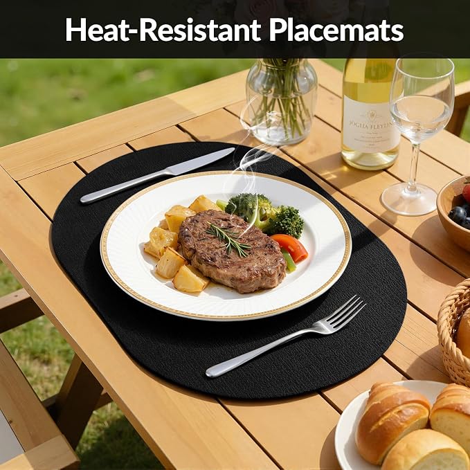 Placemats Set of 8, 11.8 x 17 Inch, Waterproof Wipeable Reversible PU Placemat - Image 4