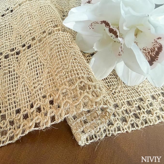 Burlap Placemats Set of 6, 12x18 Inch Natural Cotton Jute and Kitchen Woven - Image 5