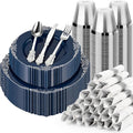 Bestluck 350PCS Navy Blue Disposable Dinnerware by Bestluck