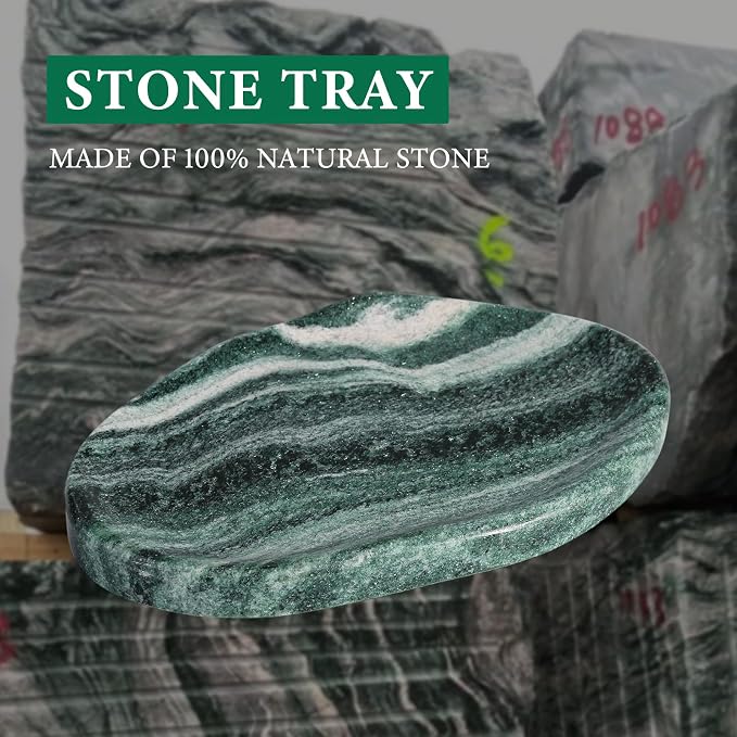 Green Marble Cloud Shape Vanity Tray, Serving Stone Key Tray - Image 4