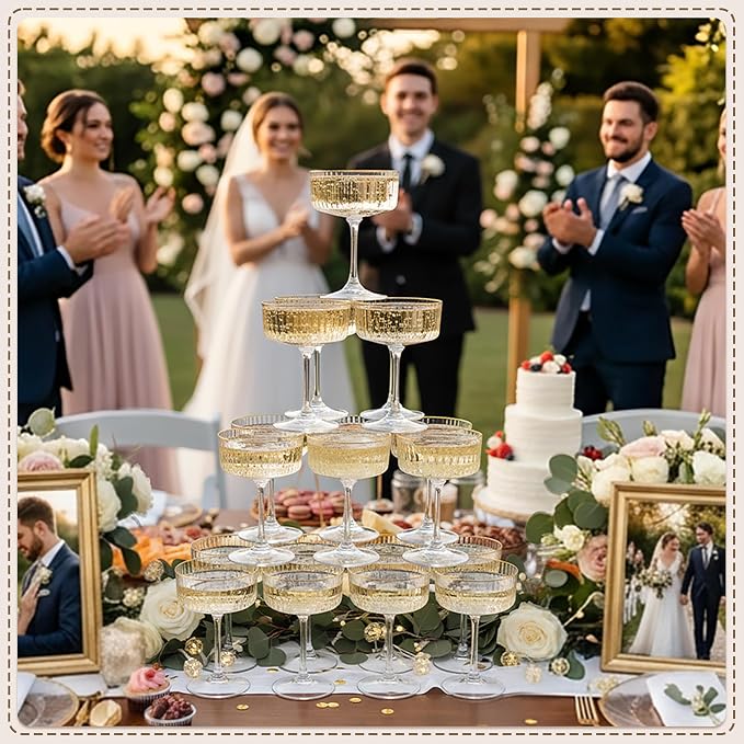 12PCS Plastic Martini Glasses, Unbreakable Reusable Champagne Coupe, Removable - Image 6