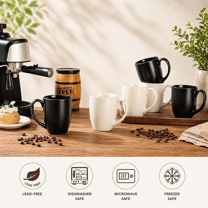 AmorArc 16 oz Coffee Mugs Set of 6, Large Ceramic Coffee Cups Set | Classic - Image 3